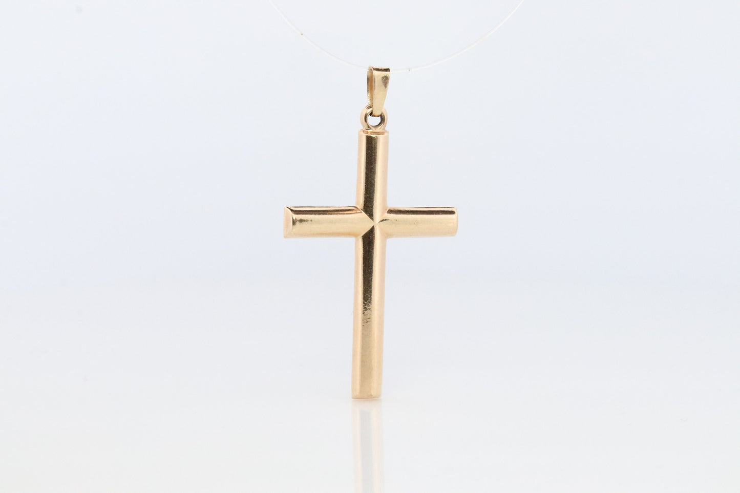 14k Cross. Simple Bar Crucifix 14k Gold Pendant. Yellow Gold Bar Cross.