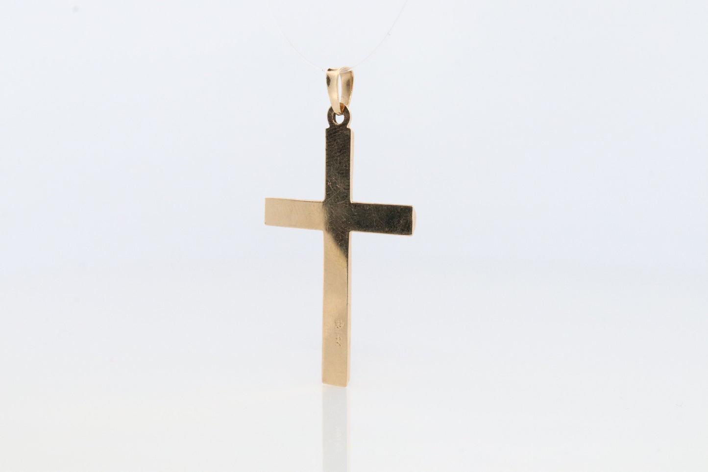 14k Cross. Simple Bar Crucifix 14k Gold Pendant. Yellow Gold Bar Cross.