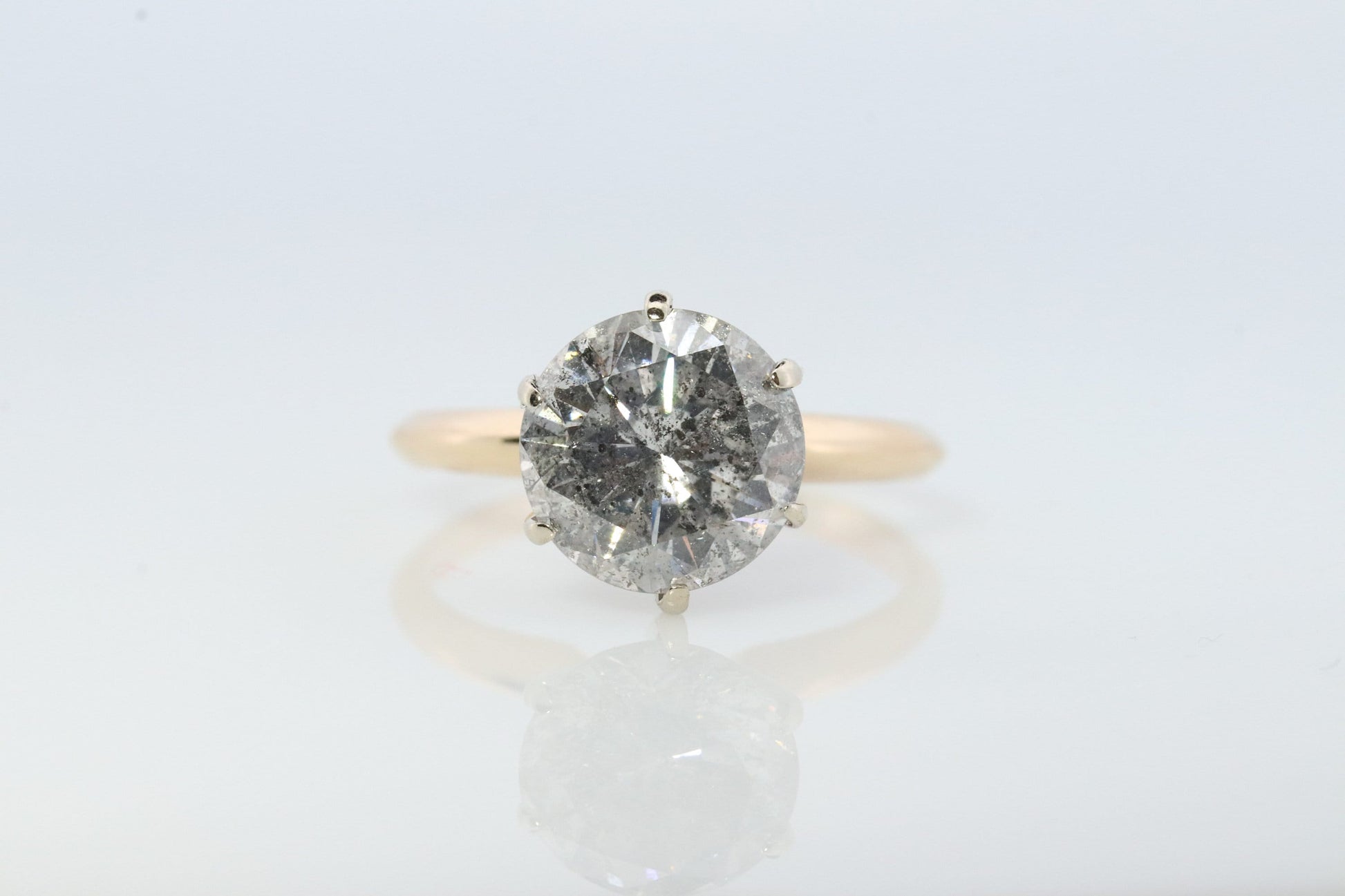 14k Round Genuine Diamond Solitaire Ring . Large 2ct Diamond Engagement Ring. Huge 2carat Natural Diamond Solitaire.