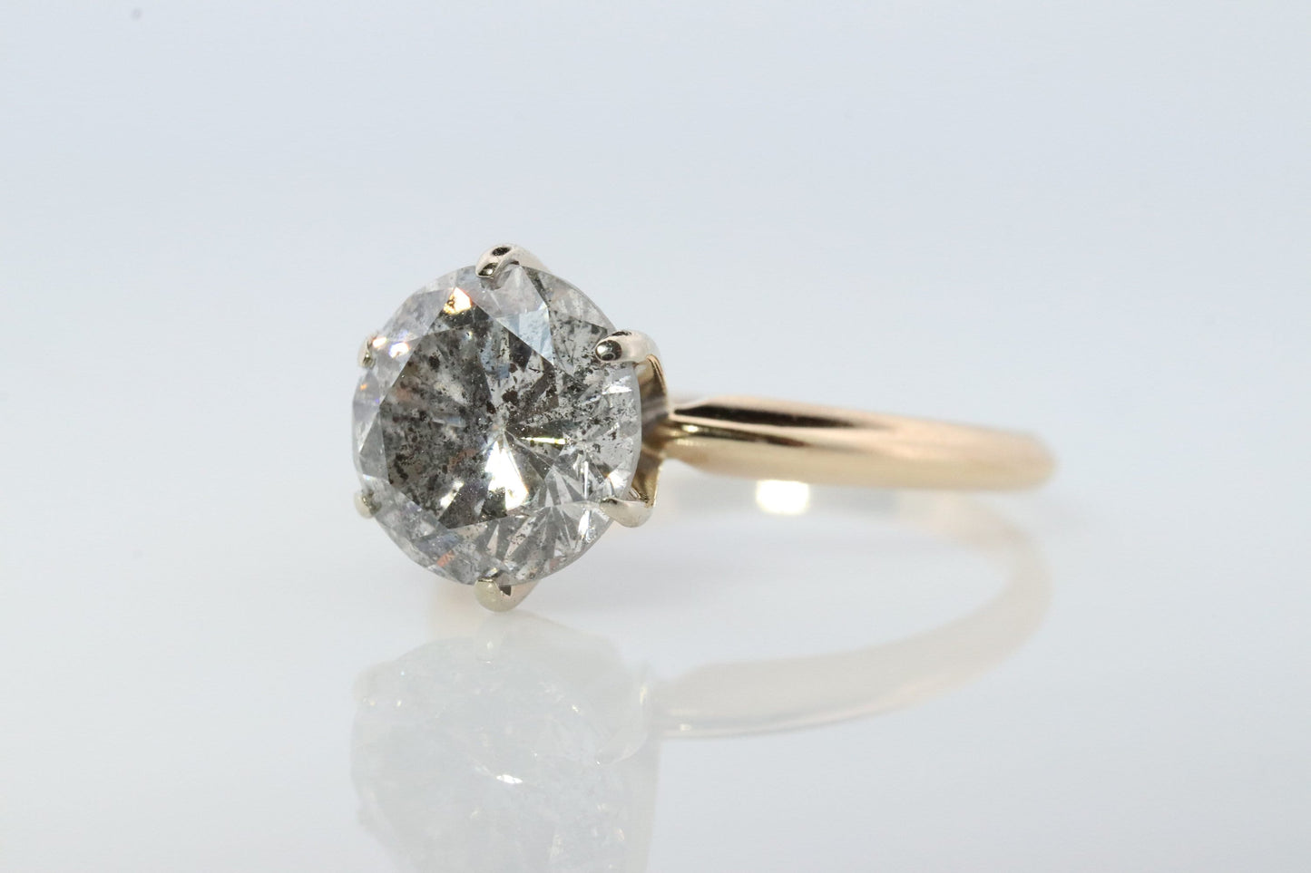 14k Round Genuine Diamond Solitaire Ring . Large 2ct Diamond Engagement Ring. Huge 2carat Natural Diamond Solitaire.
