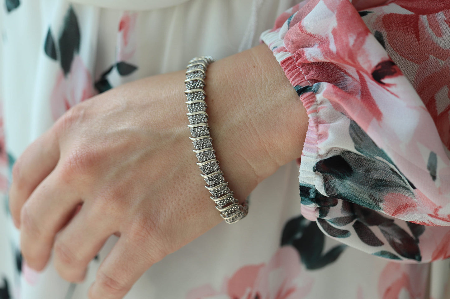 10k Diamond Tennis Bracelet. 10k S-LINK round diamond cluster Tennis bracelet. 2CTW JAFA wide tennis bracelet.