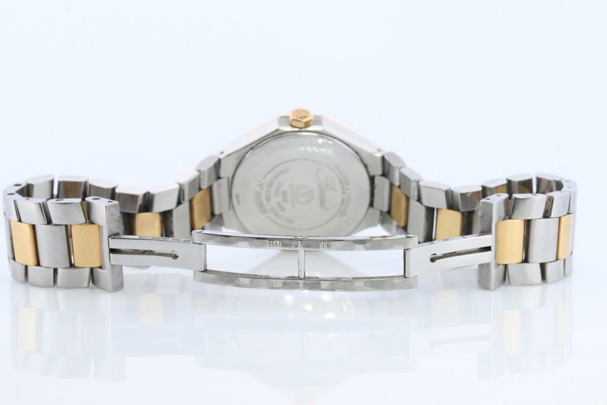 Vintage Baume and Mercier watch. Baume Mercier 65473 Riviera 18k Yellow Gold Stainless Steel. Two Tone Color Date watch
