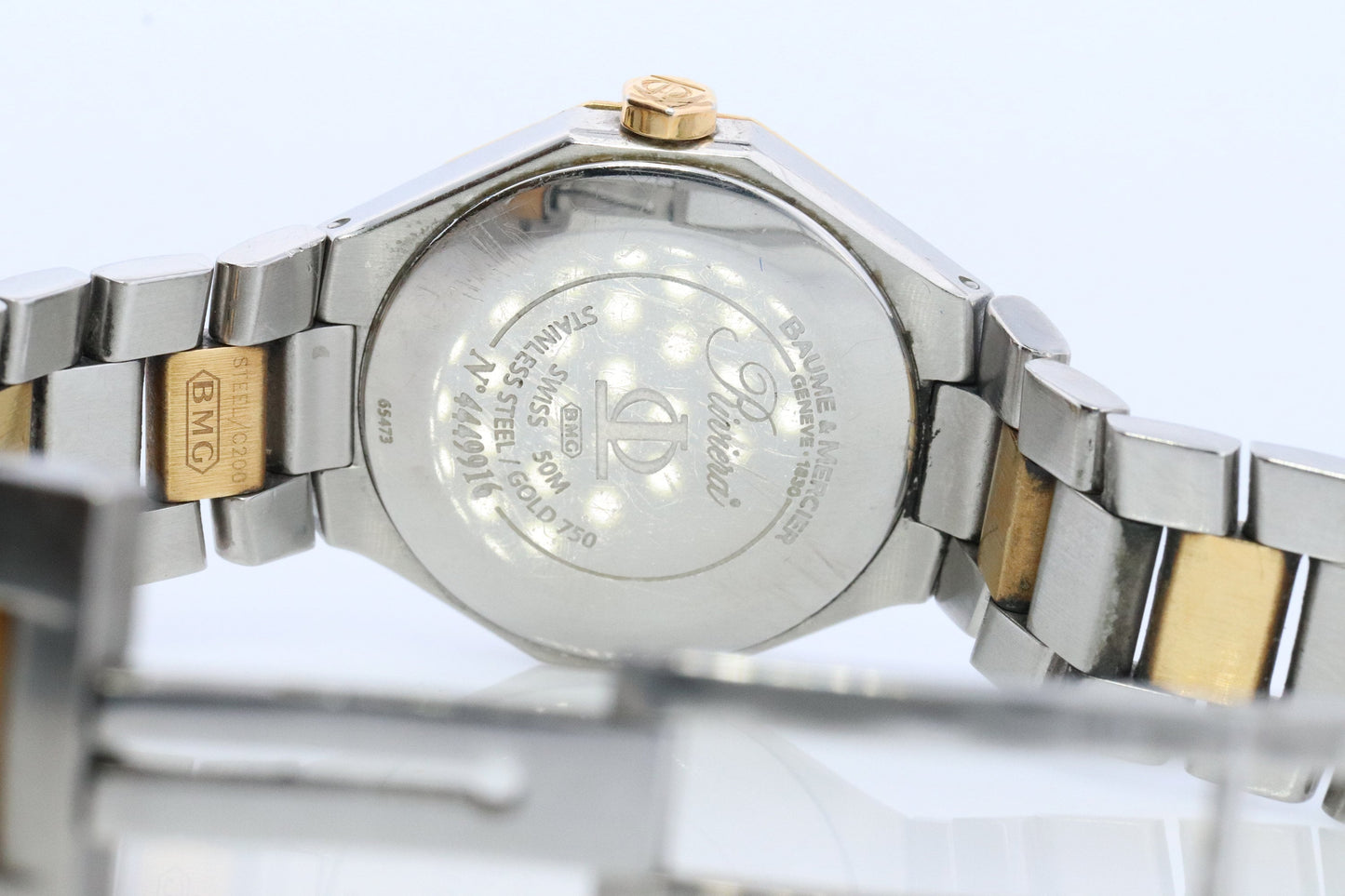 Vintage Baume and Mercier watch. Baume Mercier 65473 Riviera 18k Yellow Gold Stainless Steel. Two Tone Color Date watch