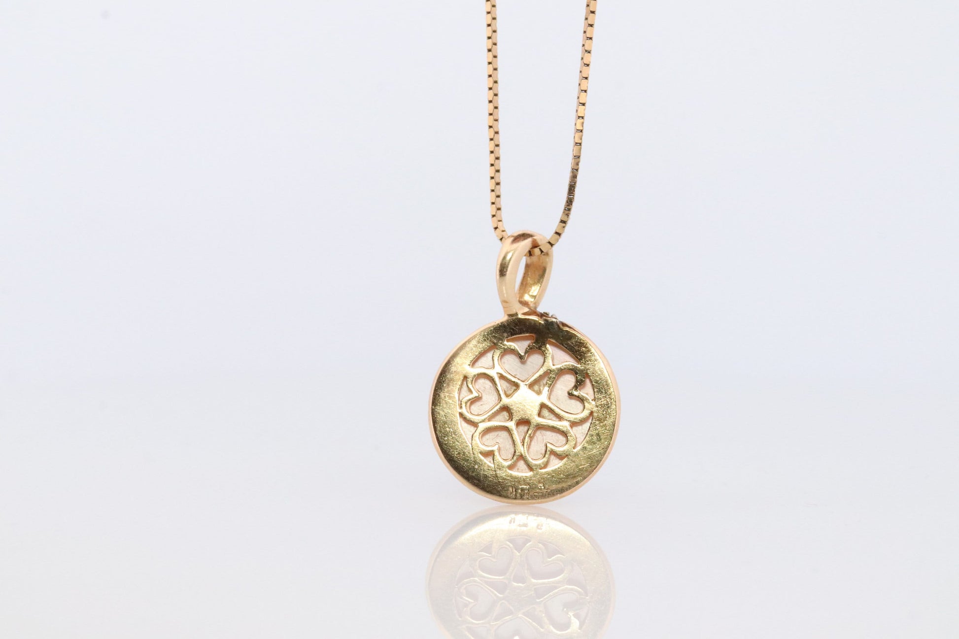 14k Round MABE Pearl Diamond Pendant. Pearl Pendant. Oritalia Mabe Pearl Drop pendant with box chain necklace.