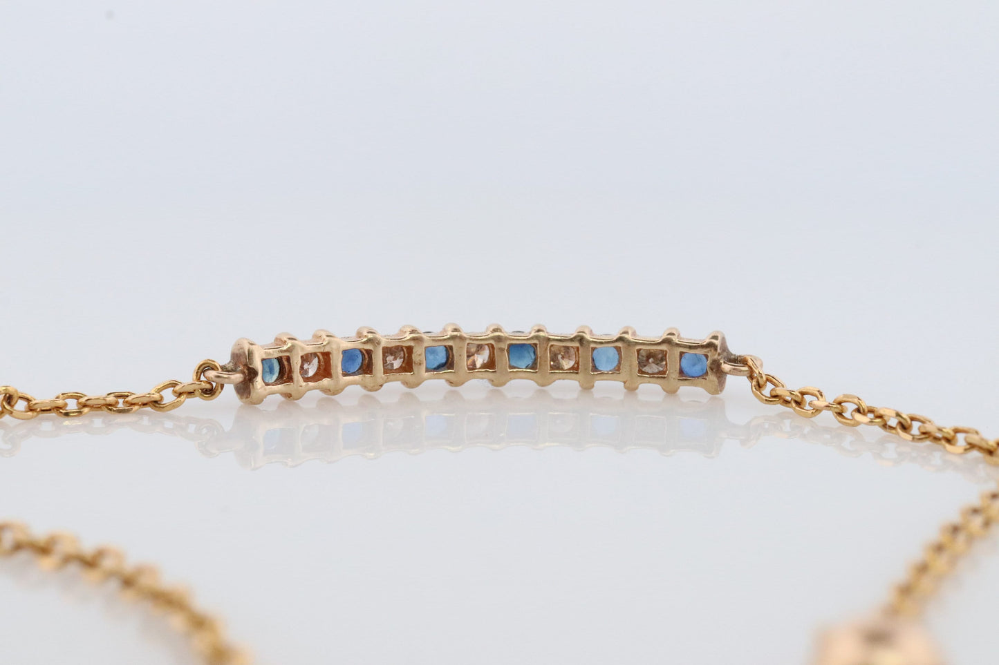 10k Dark Blue Sapphire Diamond Bar Bracelet. 10k/14k Yellow Gold Genuine Sapphire Diamond Tennis Adjustable Bracelet.