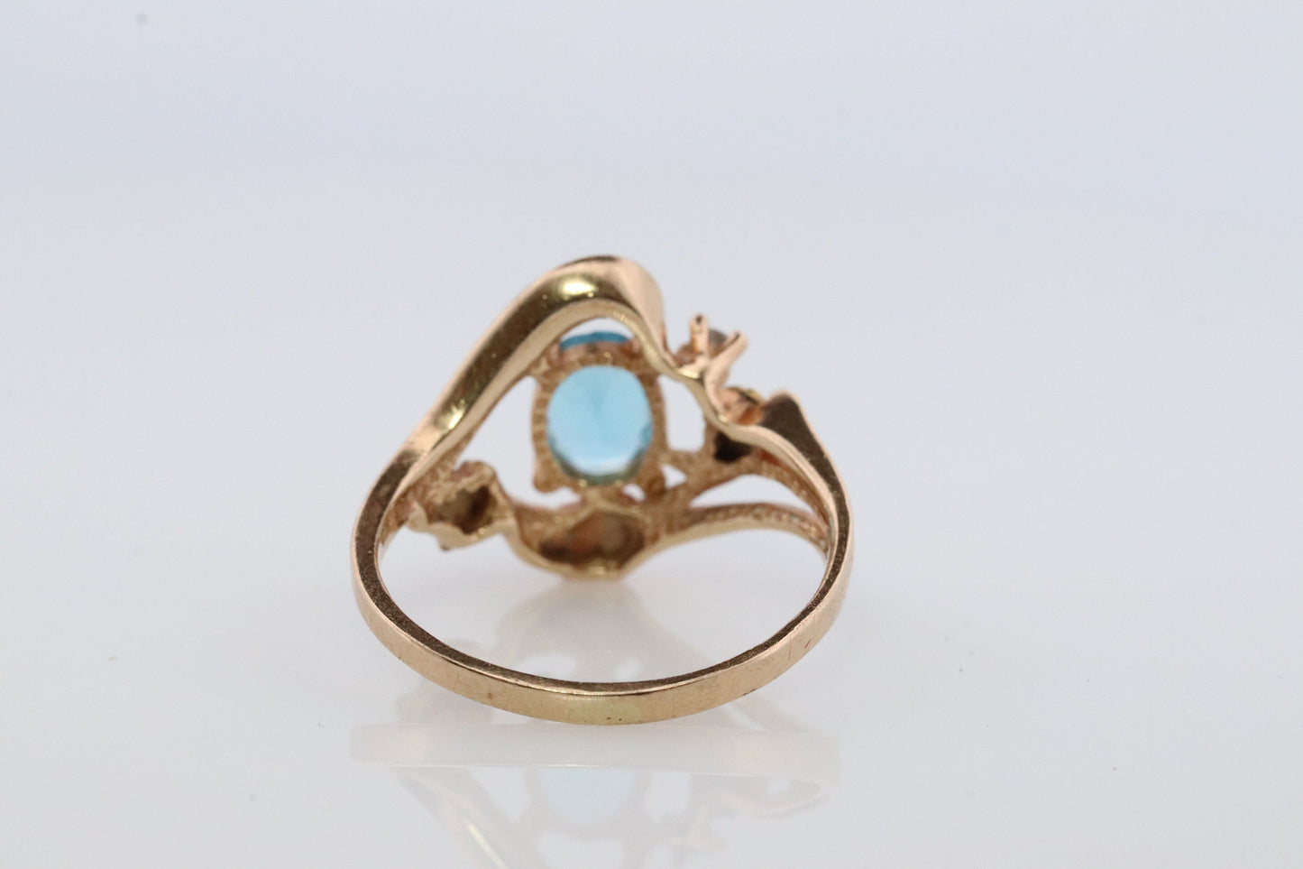 Black Hills Gold Ring. 10k Multi-Tone Blue Topaz and Diamond Black Hills Gold Statement Ring.