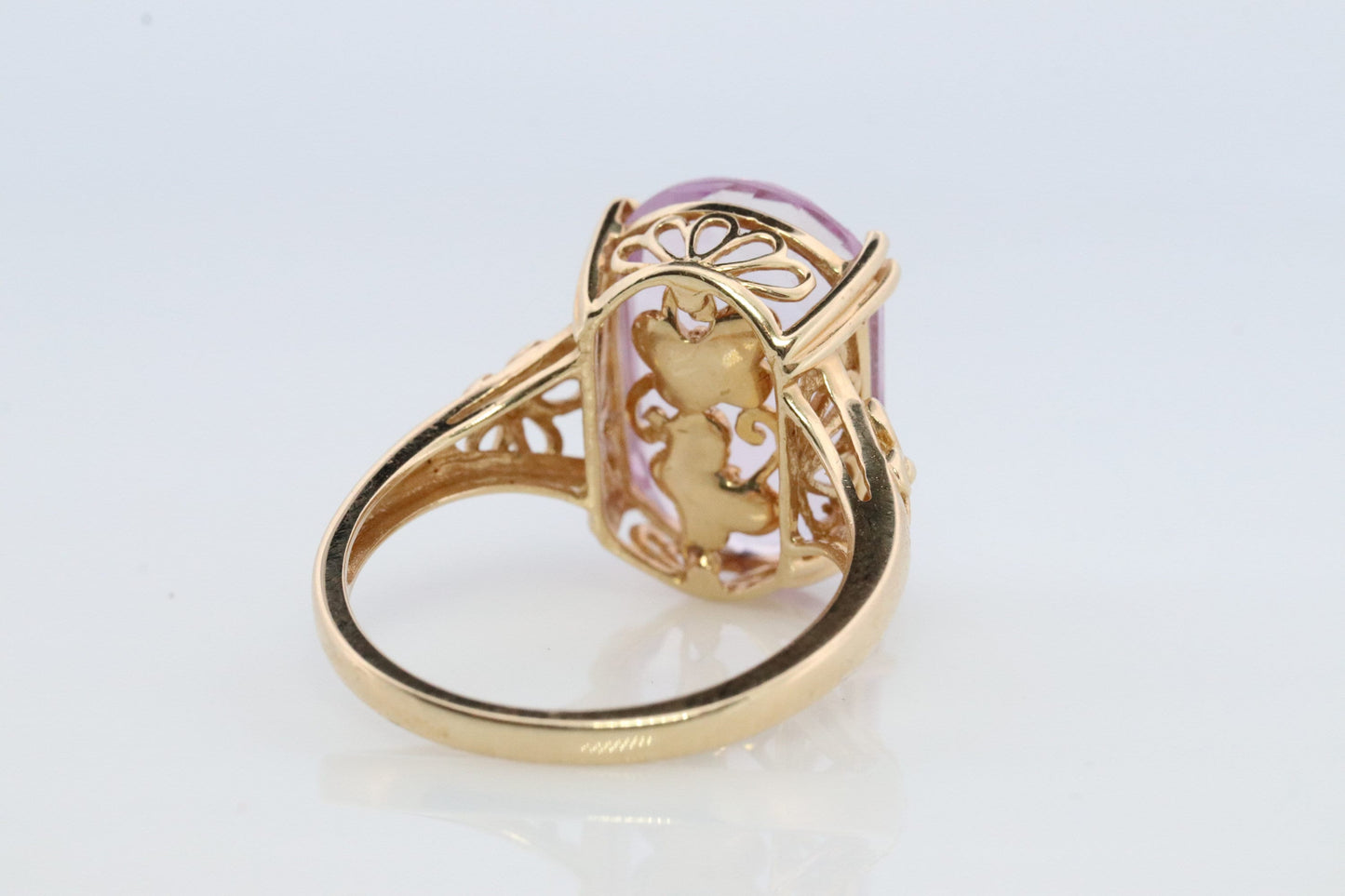 14k Butterfly Ring. 14k Yellow Gold and PINK TOPAZ ring. Butterfly Background ring.