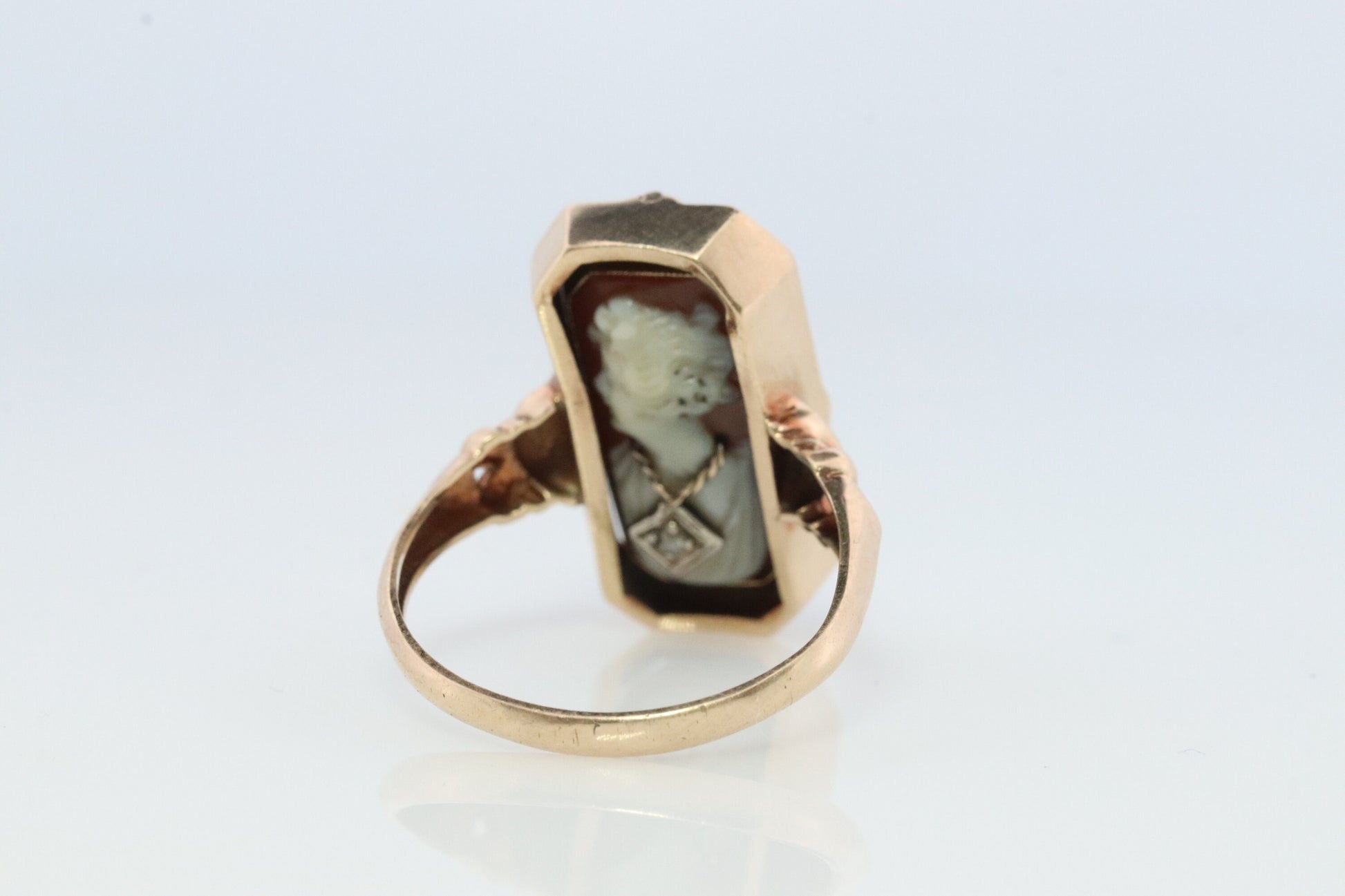 10k Onyx and Cameo Diamond Reversible Ring. Victorian Locket / Reverso Ring. 10k Yellow Gold Reverso signet ring.