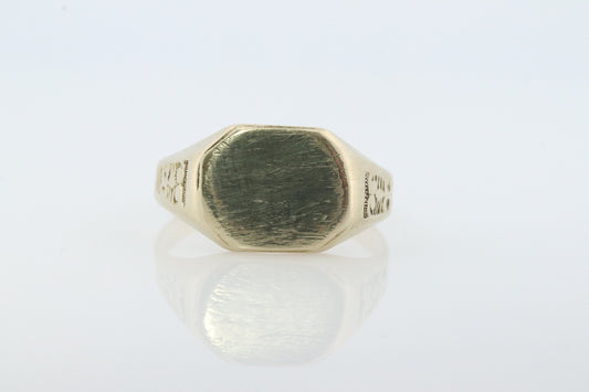 Vintage Signet Ring. 10k Yellow gold. Blank Flat Signet ring for Initials. Engravable Signet ring. st(62)