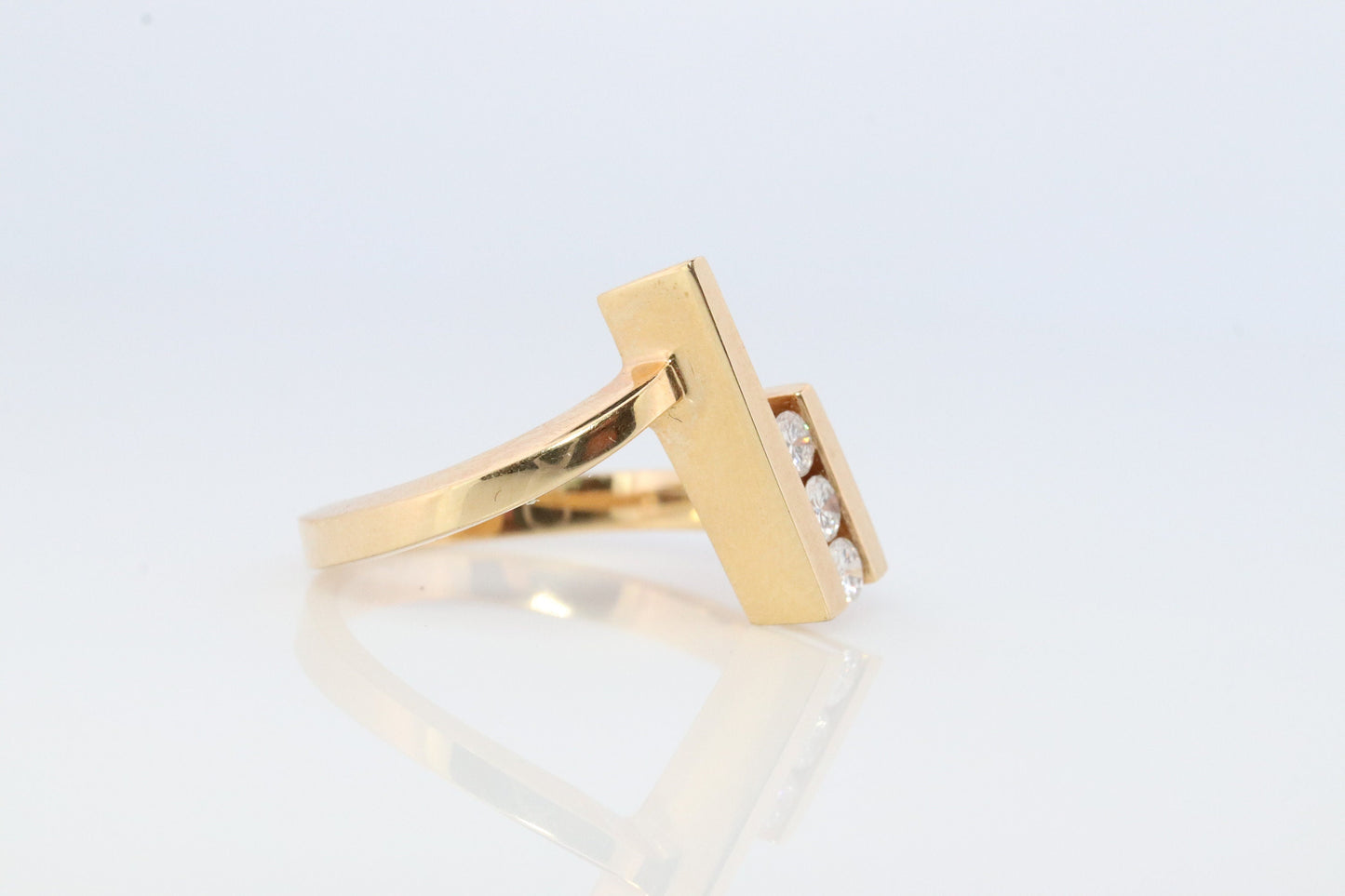 14k diamond tension set Eternity bypass ring. 14k Diamond Graduating infinity band #1057