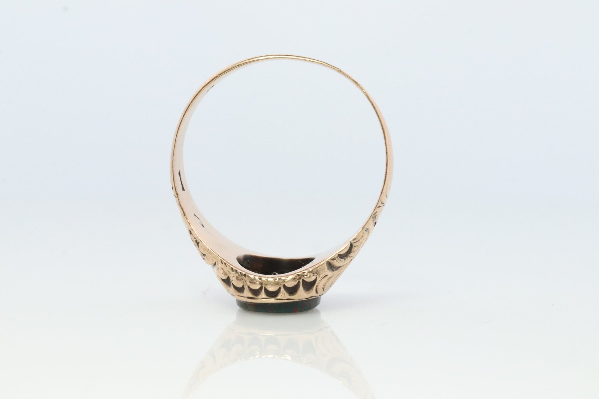 10k Bloodstone ring. Black and Red Blood stone yellow gold signet ring. Warrior Intaglio Carved ring.