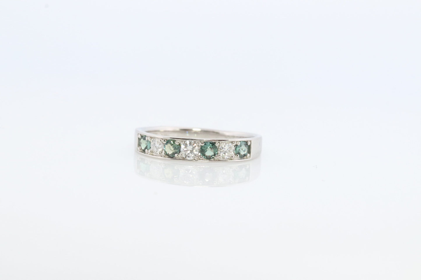 Genuine Alexandrite Ring. Diamond Alexandrite Eternity band 900 Platinum setting round Natural ALEXANDRITE ring with diamond accents.