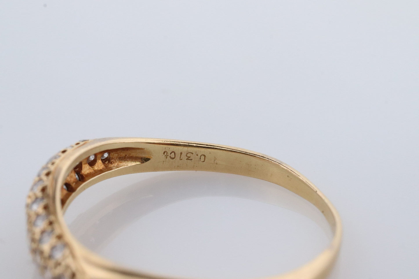 Mikimoto Ring. Vintage 18k Gold Mikimoto Diamond Pave ring. Mikimoto Diamond Cluster Bombe band. Mikimoto wave.