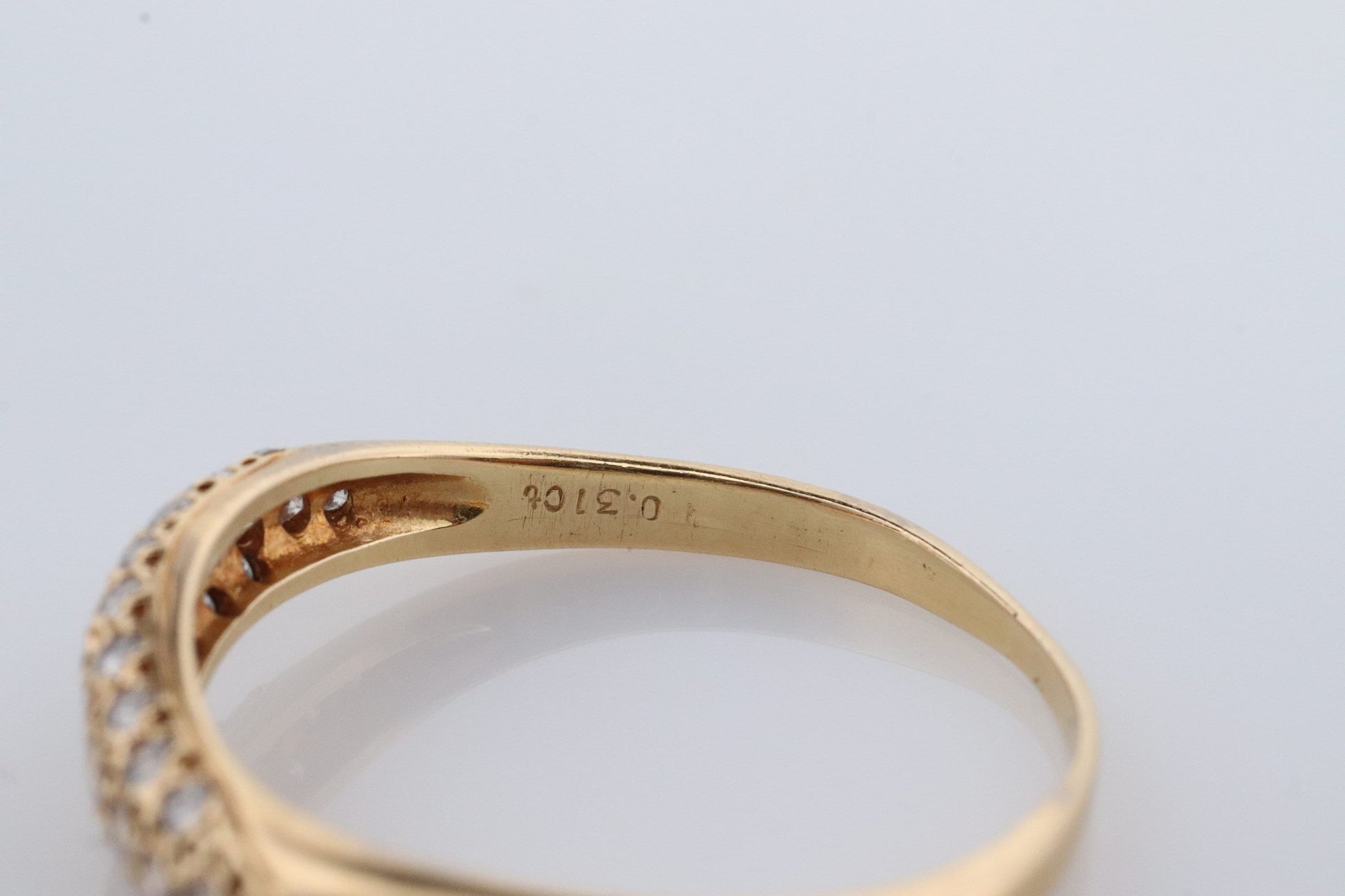 Mikimoto Ring. Vintage 18k Gold Mikimoto Diamond Pave ring. Mikimoto Diamond Cluster Bombe band. Mikimoto wave.