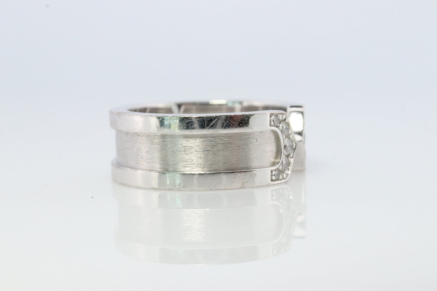 Vintage Cartier Diamond Ring. Open C Diamond Band. Authentic 18k White Gold Cartier Diamond Band. Open Genuine 750 Cartier Ring.