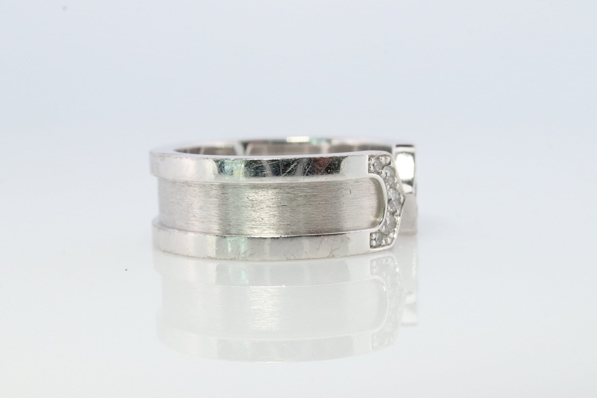 Vintage Cartier Diamond Ring. Open C Diamond Band. Authentic 18k White Gold Cartier Diamond Band. Open Genuine 750 Cartier Ring.