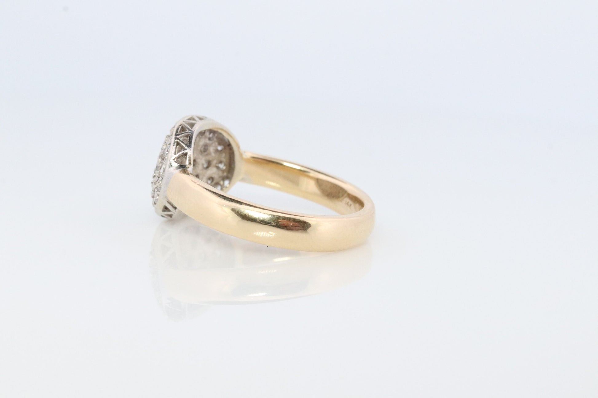 14k Diamond Pave Encrusted Band. Diamond Dome Bombe Cluster band. Diamond ring. #1058