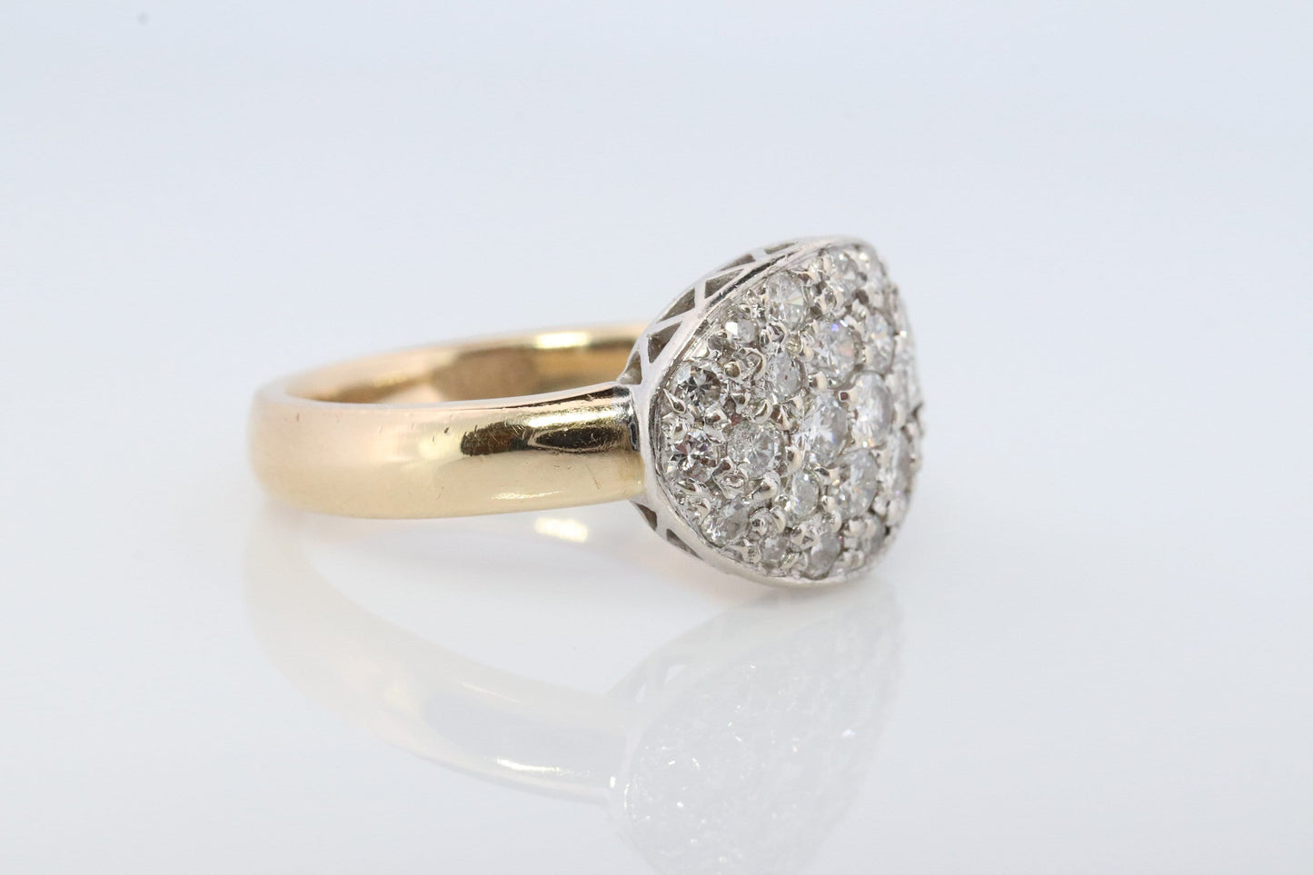 14k Diamond Pave Encrusted Band. Diamond Dome Bombe Cluster band. Diamond ring. #1058