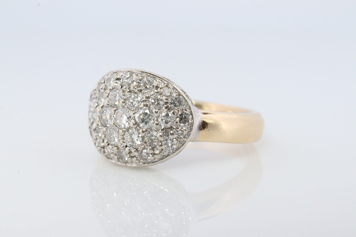 14k Diamond Pave Encrusted Band. Diamond Dome Bombe Cluster band. Diamond ring. #1058
