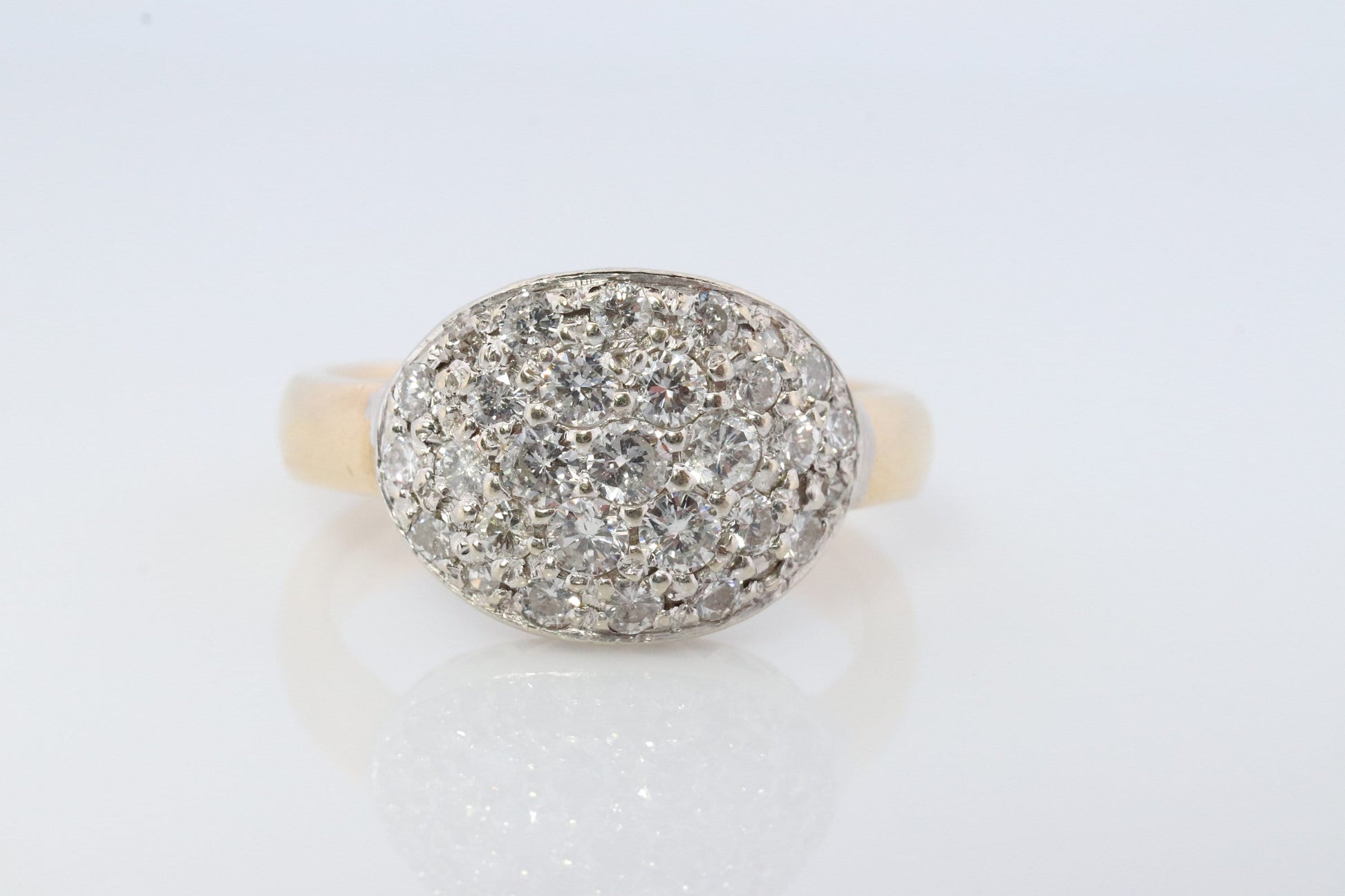14k Diamond Pave Encrusted Band. Diamond Dome Bombe Cluster band. Diamond ring. #1058