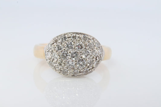14k Diamond Pave Encrusted Band. Diamond Dome Bombe Cluster band. Diamond ring. #1058
