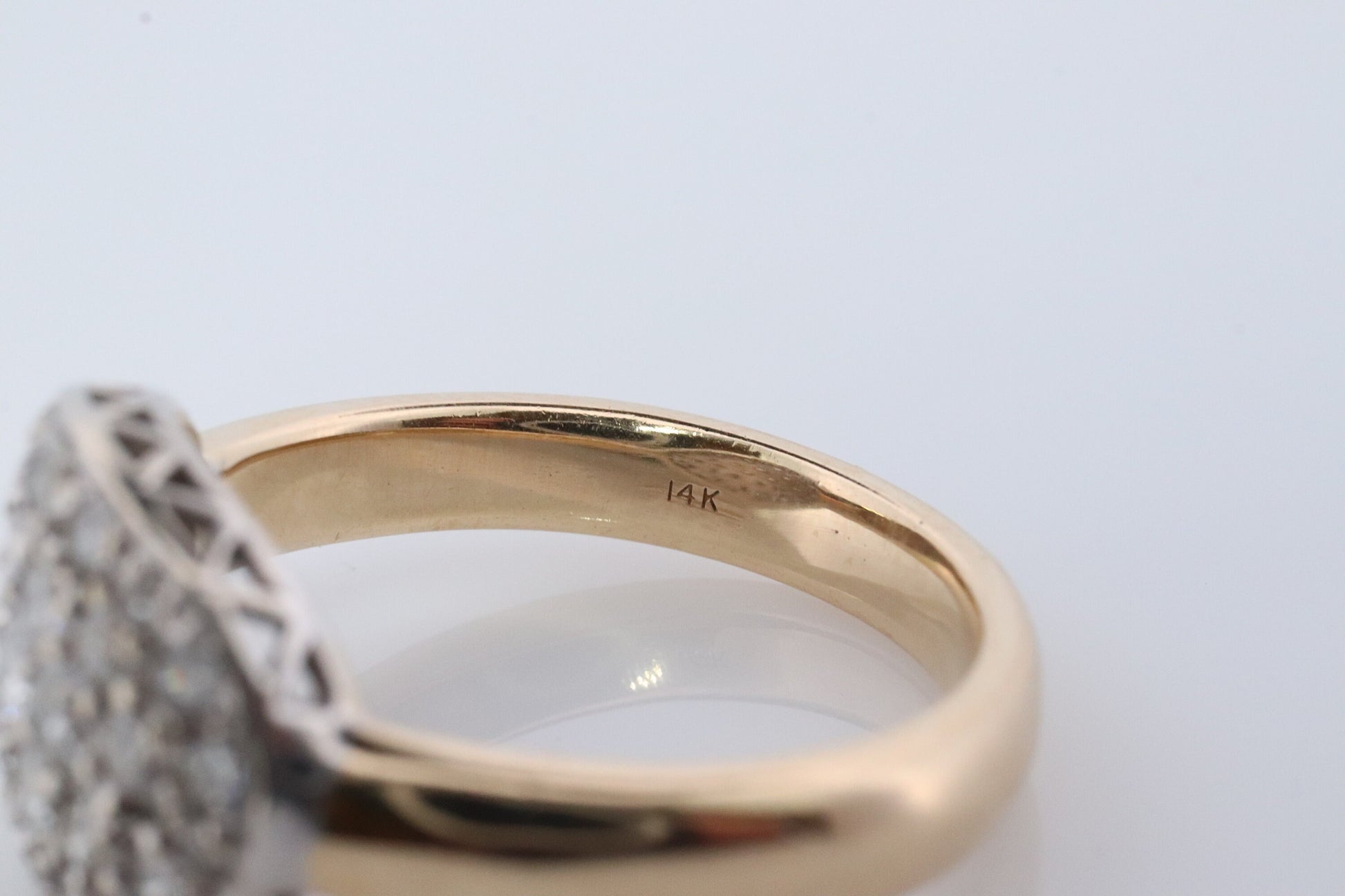 14k Diamond Pave Encrusted Band. Diamond Dome Bombe Cluster band. Diamond ring. #1058