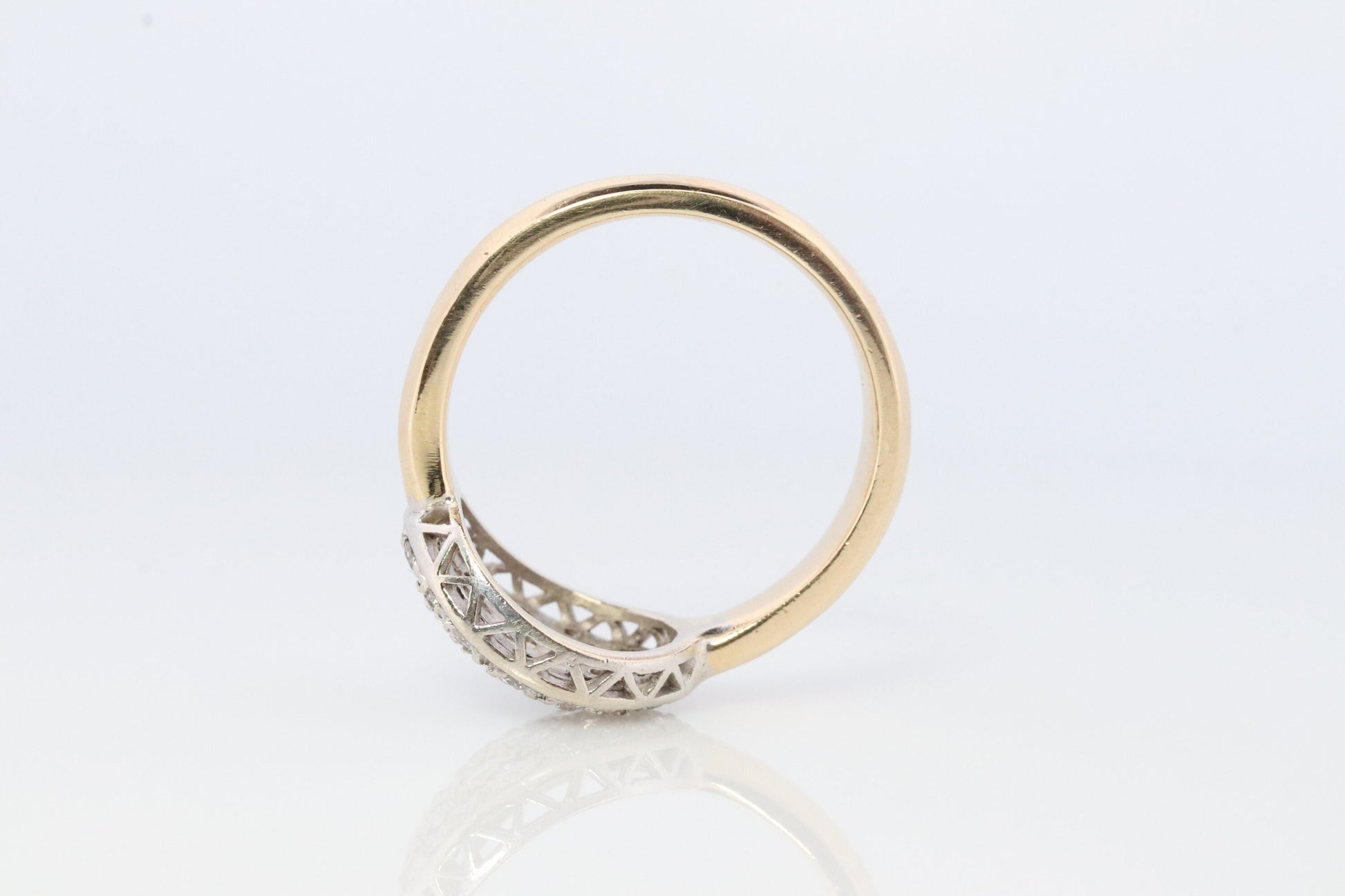 14k Diamond Pave Encrusted Band. Diamond Dome Bombe Cluster band. Diamond ring. #1058
