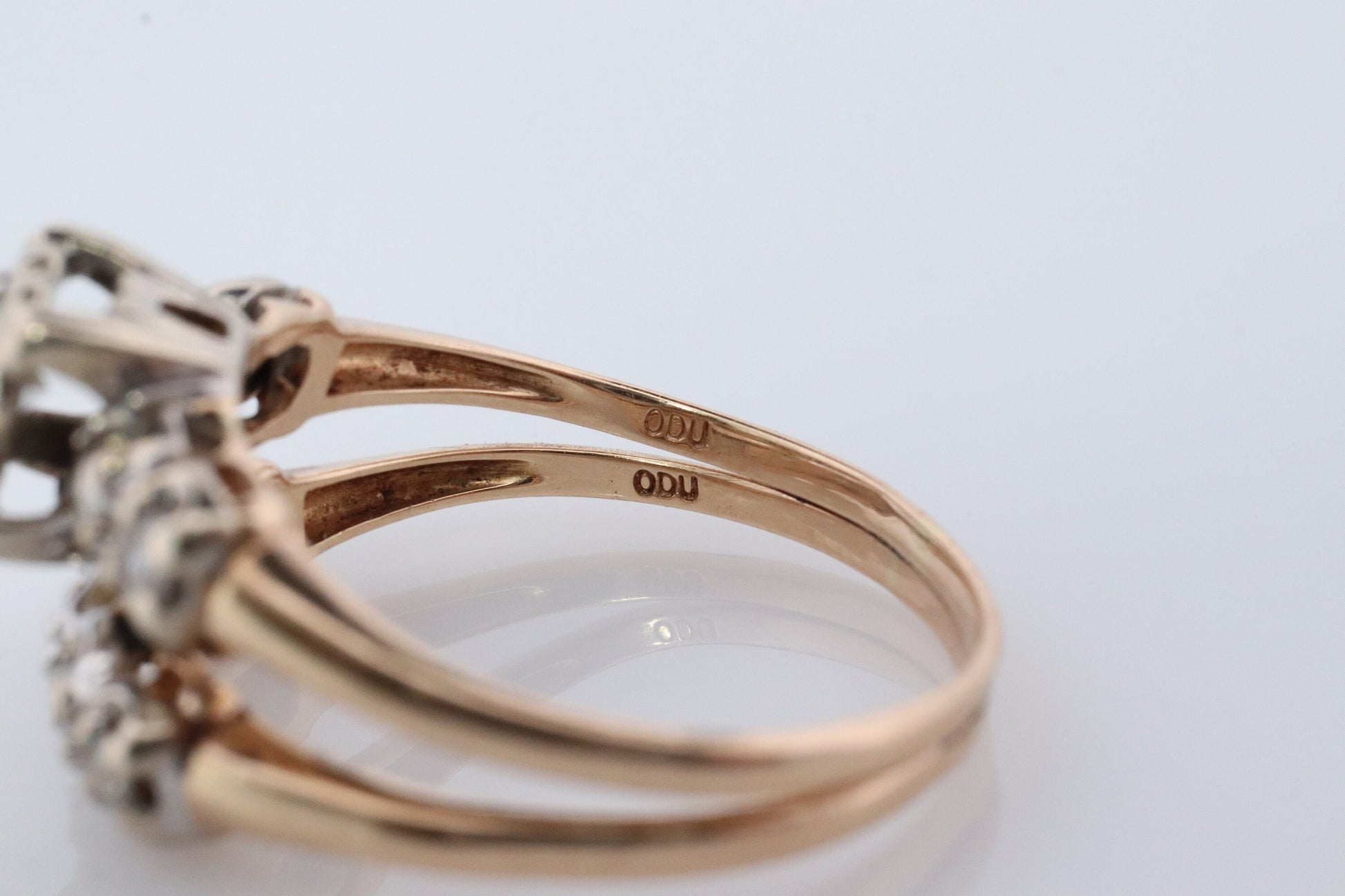 Vintage Art Deco Engagement Ring Set. 1950s. 14k Yellow and White Gold Diamond Wedding and Engagement Ring Set. #1059