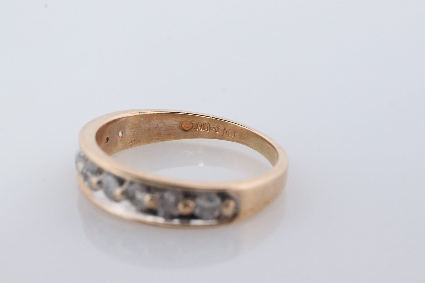 14k diamond prong set Eternity bypass ring. 14k Diamond infinity band st(1060)