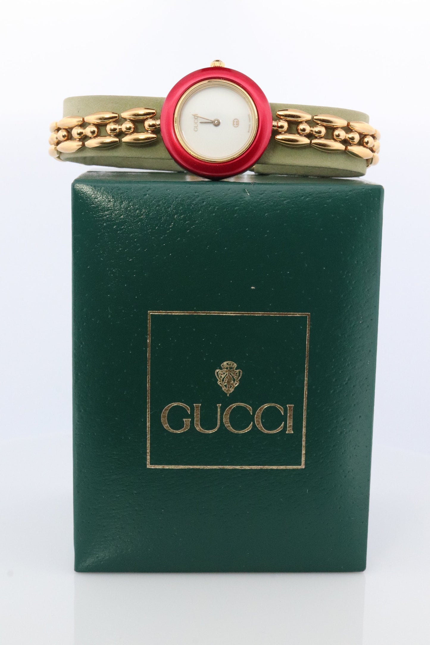 Genuine GUCCI 11/12 Watch. Vintage Ladies Gucci Change Bezel Watch. With Box and Bezels.