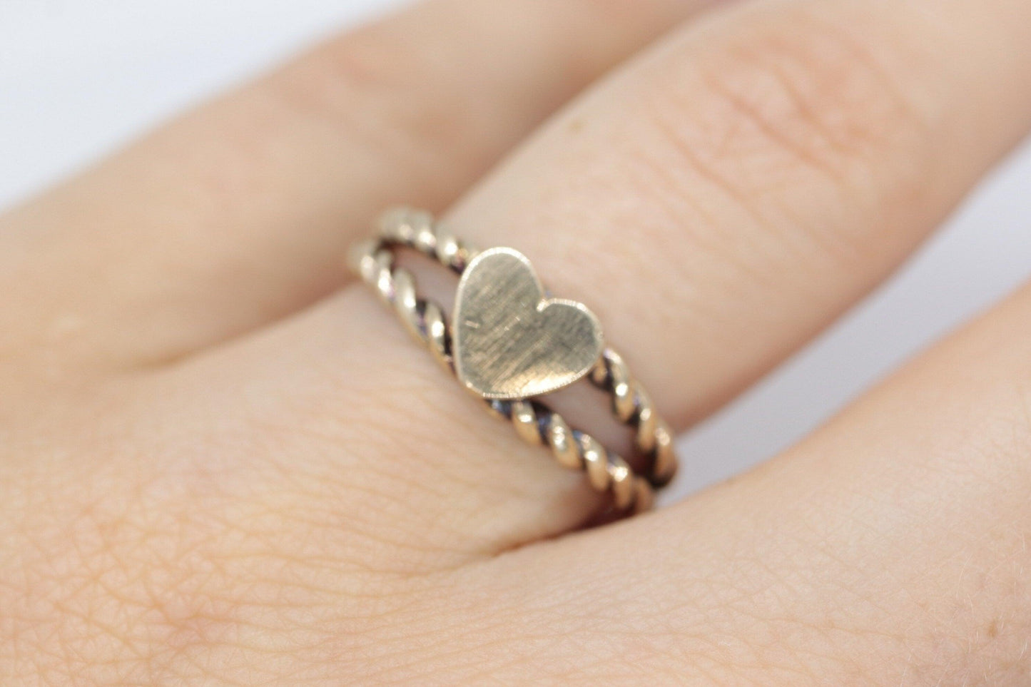 10k Heart Heart Ring. 10k heart on cable promise ring.