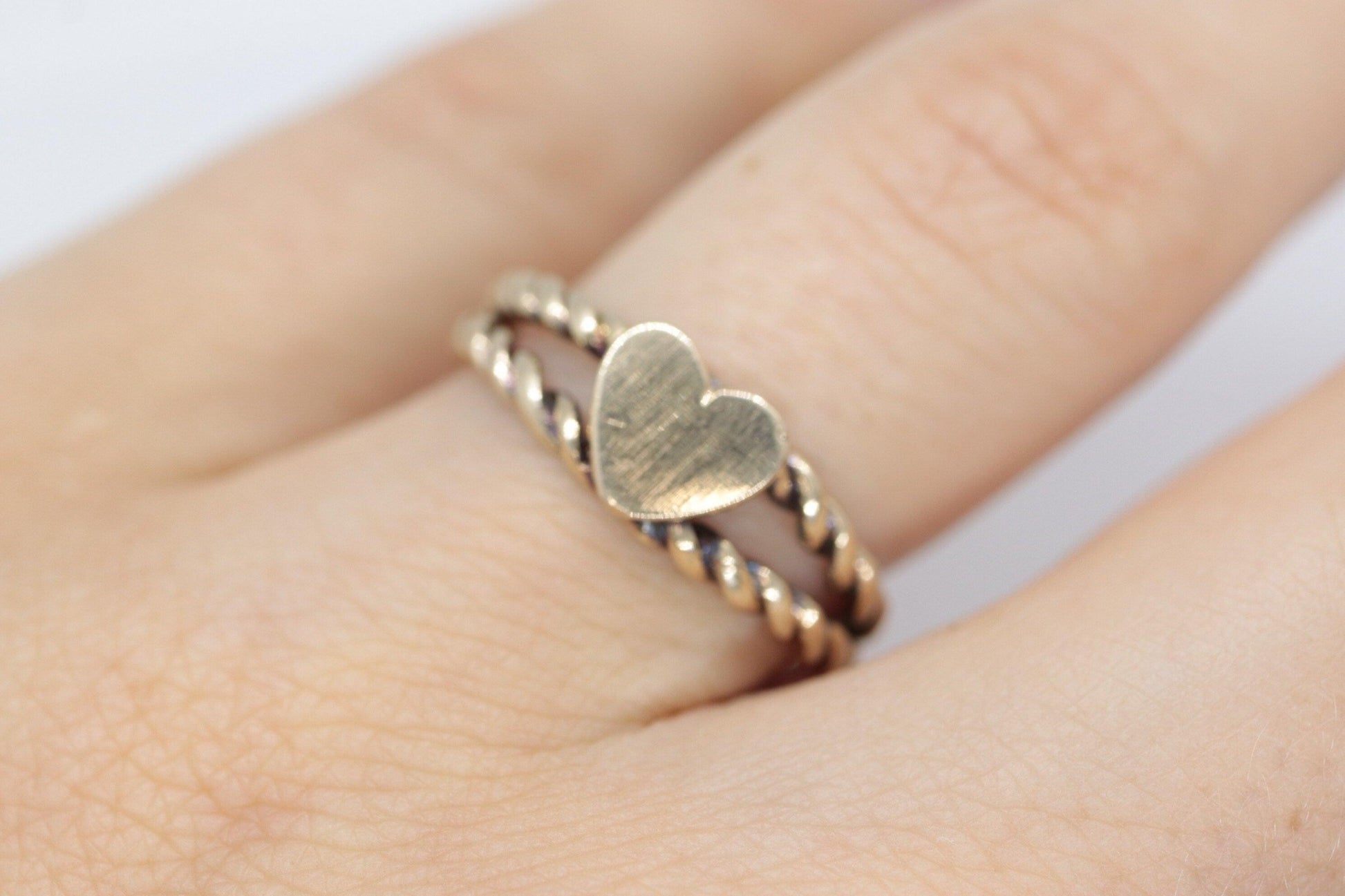 10k Heart Heart Ring. 10k heart on cable promise ring.
