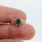 10k Sapphire and diamond Halo ring. 10k Blue sapphire and diamond ribbed band.