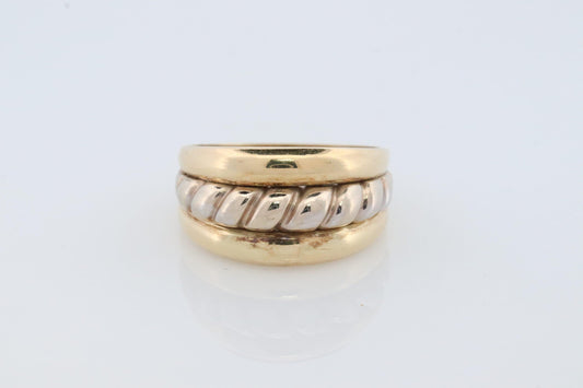 14k Cable Ring. 14k Yellow White Gold Wide Dome Band. Italian  Milor 14k DOME Mu