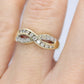 14k Diamond INFINITY criss cross X ring wedding statement ring.