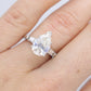 14k Gold LARGE White Topaz Pear cut engagement ring. Baguette and Pear Solitaire