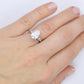 14k Gold LARGE White Topaz Pear cut engagement ring. Baguette and Pear Solitaire