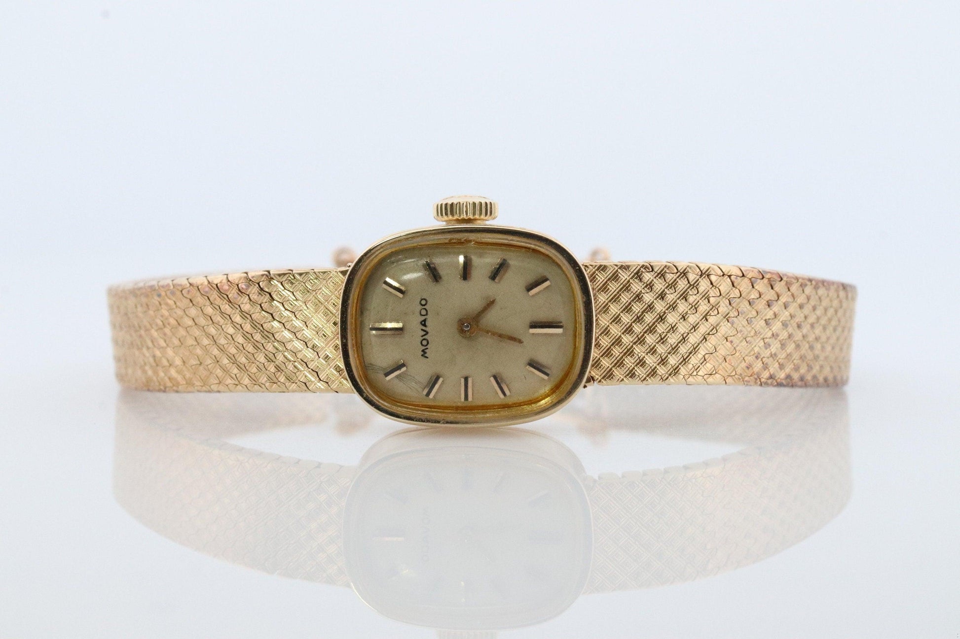 14k MOVADO Mechanical Watch. Movado Vintage Ladies watch with 14k Gold Mesh Brac