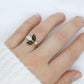 14k Onyx Opal and Pearl Cabochon cluster ring. Navette Onyx Opal band.