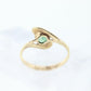 14k Oval Natural Emerald Yellow gold bypass ring. Genuine Natural Emerald Ring.