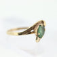 14k Oval Natural Emerald Yellow gold bypass ring. Genuine Natural Emerald Ring.