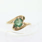14k Oval Natural Emerald Yellow gold bypass ring. Genuine Natural Emerald Ring.