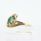 14k Oval Natural Emerald Yellow gold bypass ring. Genuine Natural Emerald Ring.