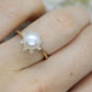 14k Pearl and Diamond Halo ring. 14k White gold Solitaire Halo ring with AKOYA