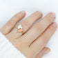 14k Pink Coral Opal and Pearl Cabochon cluster ring. Navette Peach coral band