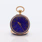 18k Gold Pocket Watch. Antique Blue enamel rose cut diamonds. Fleur de Lis WORKS