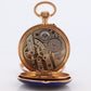 18k Gold Pocket Watch. Antique Blue enamel rose cut diamonds. Fleur de Lis WORKS
