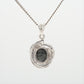 Black Opal Diamond Pendant. PT900 Platinum Opal Diamond Halo Pendant Necklace.