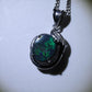 Black Opal Diamond Pendant. PT900 Platinum Opal Diamond Halo Pendant Necklace.