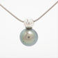 Tahitian Pearl Pendant. Platinum Pt900 Tahitian Pearl Diamond Necklace.